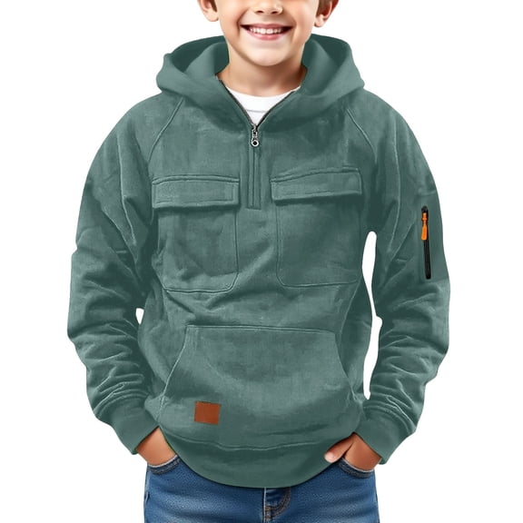 EnJoCho Boys Teen Half Zip Hoodie Sweatshirt Long Sleeve Pullover Outerwear Casual Trendy Warm Jacket Fall Winter Cute Fleec𝖾 Top