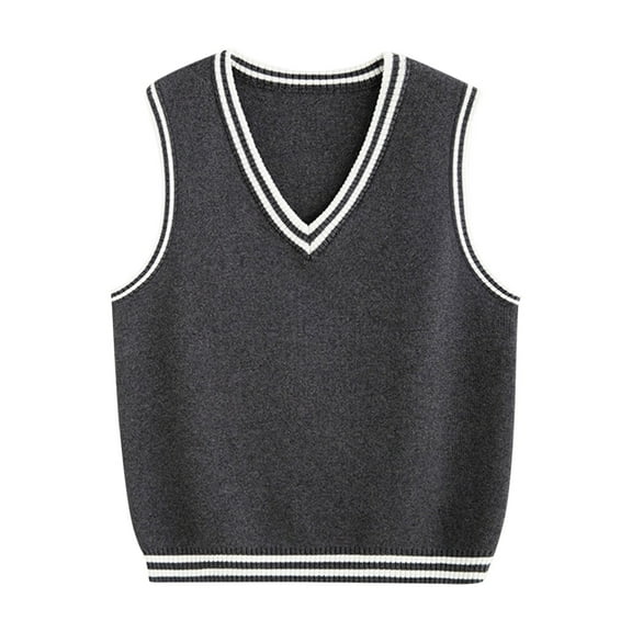 EnJoCho Boys Toddlers Kids Girls V-Neck Cable Knit Sweater Vest Solid Sleeveless Pullover School 𝖴niform Sweater Vest For Layering Warm Casual Knitwear Year Round Everyday