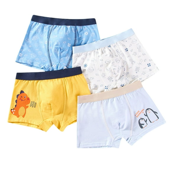 EnJoCho Boys' Underwear 4PCS Cotton Dinosaur Briefs, Soft Stretchy Trunks with Cartoon Prints, Breathable Kids Underpants Multipack