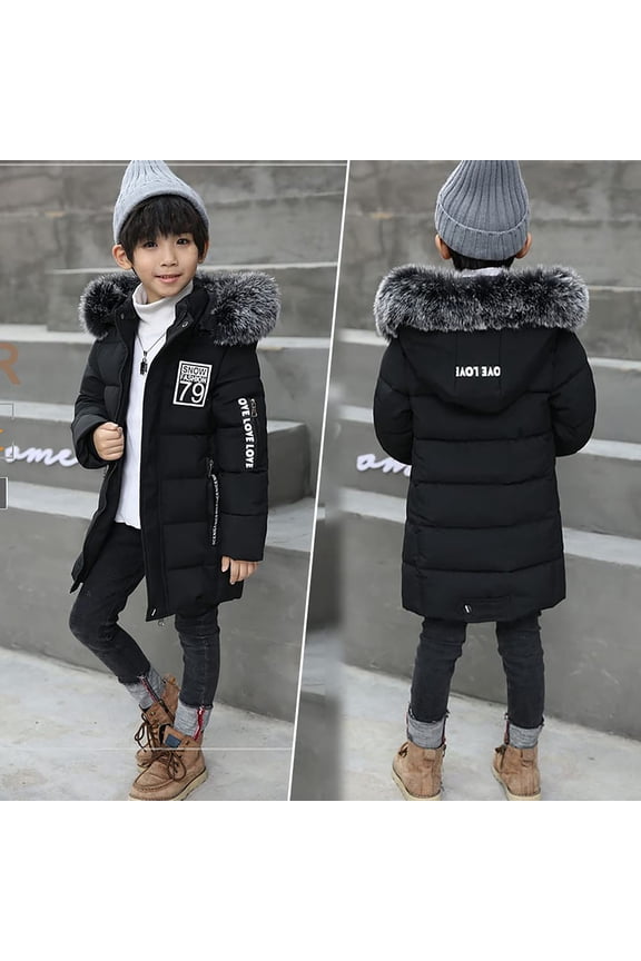 Boys Water 𝖱esistant Winter Coat Warm Quilted Puffer Jacket Hooded Parka Thicken Down Outerwear Snow Insulated Cold Weather Apparel Windproof Ski Jacket Coat