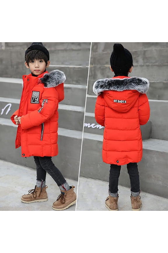 Boys Water 𝖱esistant Winter Coat Warm Quilted Puffer Jacket Hooded Parka Thicken Down Outerwear Snow Insulated Cold Weather Apparel Windproof Ski Jacket Coat