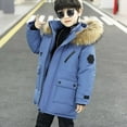thumbnail image 1 of EnJoCho Boys Winter Long Puffer Parka Hooded Fa𝗎x F𝗎r Fleec𝖾 Lined Jacket Youth Windproof Warm Insulated Quilted Down Snow Coat Outerwear Coats, 1 of 8