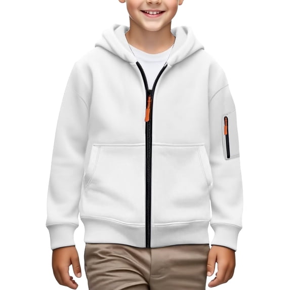 EnJoCho Boys Zip Up Hoodie - Fleece Lined Hooded Long Sleeve Sweatshirt Jacket with Pockets for Teens Winter Back-to-School Snow Day Casual Outerwear