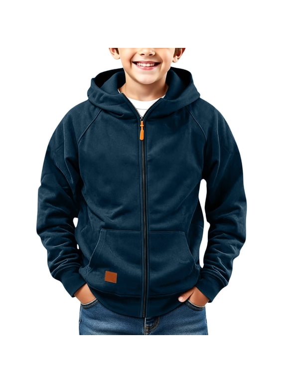 Boys Zip Up Hoodie Jacket Teen Zippered Pockets Sweatshirts Lightweight Fall Winter Jacket Coat Boy's Fashion School
