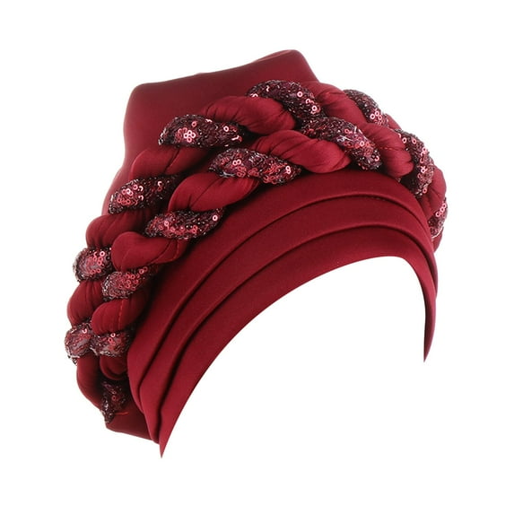 EnJoCho Braid Women Soft African Turban Cyan Head Wrap Pre-Tied Stretchy Soft Beanie Cap Headwear Hair Wrap for Girls