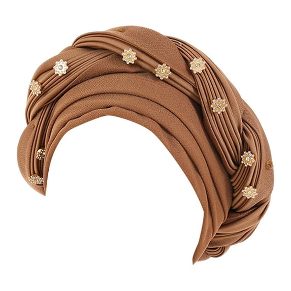 EnJoCho Breathable Headwraps for Women Workout Headwraps Beading Braid Hat Ruffle Cancer Wrap Sleep Caps Satin Lined Hair Bonnets