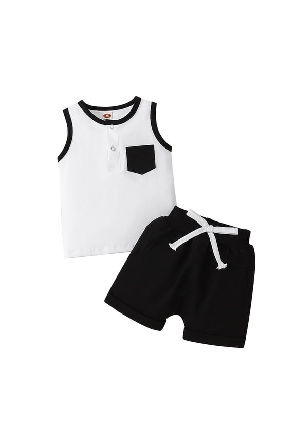 Bundle Boy Clothes Summer Boys Sleeveless Top and Shorts Two Piece Set Comfortable and Perfect Boys Summer Shorts Sports Wear Children Clothing Sets 3-6 Months