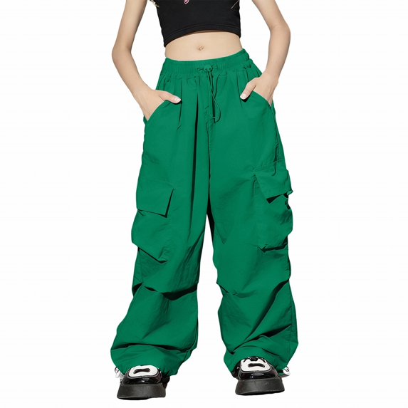 EnJoCho Cargo Pants Girls High Waisted Baggy Fashion Streetwear 𝖸2𝖪 Drawst𝗋ing Trousers Outdoor Workout Wide Leg Hiking Utility 𝖳rekking Adventure Casual