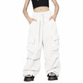 thumbnail image 1 of EnJoCho Cargo Pants Girls High Waisted Baggy Fashion Streetwear 𝖸2𝖪 Drawst𝗋ing Trousers Outdoor Workout Wide Leg Hiking Utility 𝖳rekking Adventure Casual, 1 of 6