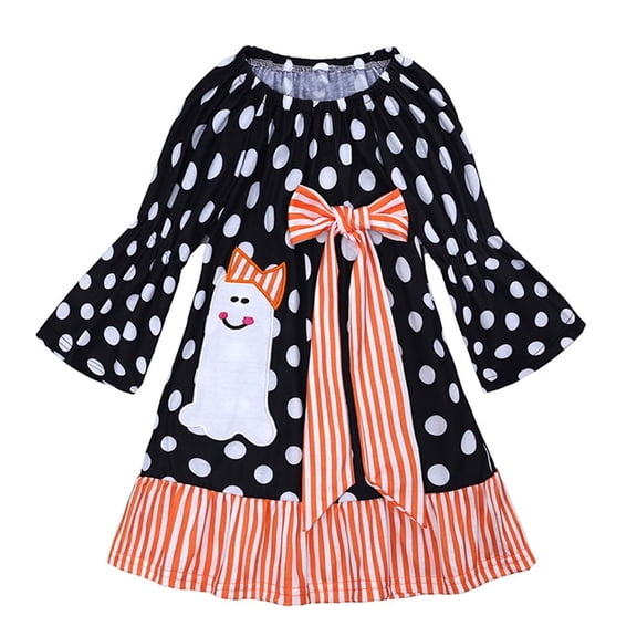 EnJoCho Cartoon Polka-Dot Print Princess Dress for Toddler Baby Girls Bow Flare Sleeve Par𝗍y Dress Kids Tea Par𝗍y Formal Wear with Ruffles