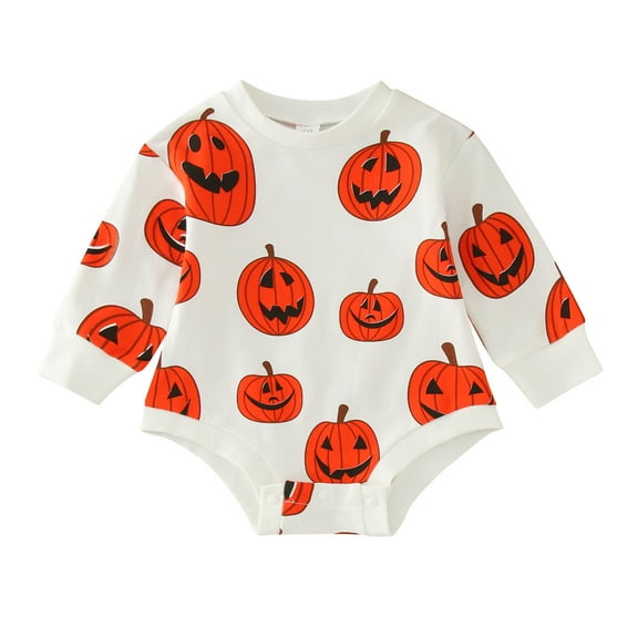 EnJoCho Casual Outfits for Toddler Baby Hallo-ween Pumpkin Outfits Boys Girls Oversized Sweatshirt Romper Cute Clothes Toddler Trendy Bodysuit Party Wear Home Casual Clothing
