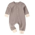 thumbnail image 1 of EnJoCho Casual Romper for Baby Baby Boys Girls Romper Long Sleeve Wrap Feet Autumn Winter Solid Color Button Suit Toddler Girl Trendy Clothing Casual Home Bodysuit, 1 of 8