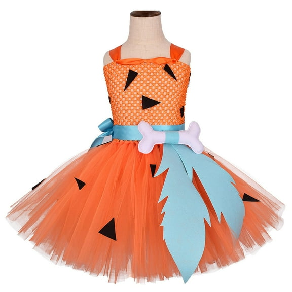 EnJoCho Cavegirl Tutu Dress for Role Play, Girls Fashion Birthday Photo Dress Outfit with Bone Accessories