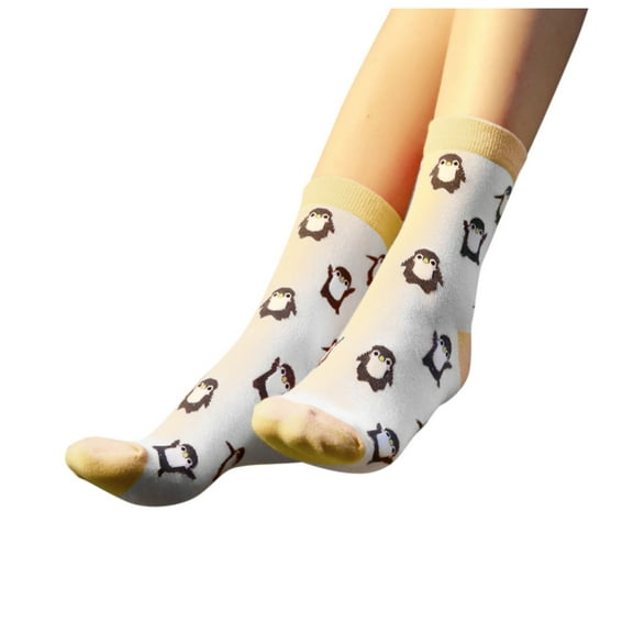 EnJoCho Chic Women'S Crew-Length Socks Fashion-Forward Women'S Ankle Socks Patterned Mid-Calf Socks For Women, Women Fun Socks Cute Penguin Animal Fun Novelty Cotton Gift