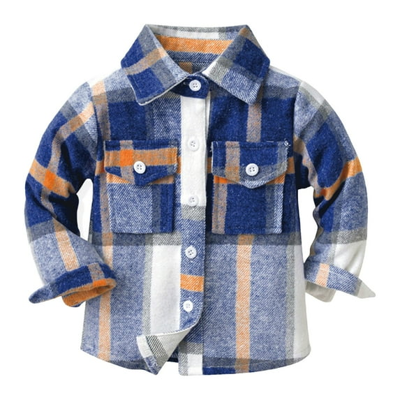 EnJoCho Child Boy Wraps Toddler Boys Girls Shirt Coat Jacket Plaid Long Sleeve Kids Turn Down Collar Button Tops Outwear Kids Trendy Clothing Top 4-5 Years