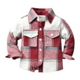 thumbnail image 1 of EnJoCho Child Boy Wraps Toddler Boys Girls Shirt Coat Jacket Plaid Long Sleeve Kids Turn Down Collar Button Tops Outwear Kids Trendy Clothing Top 3-6 Months, 1 of 6