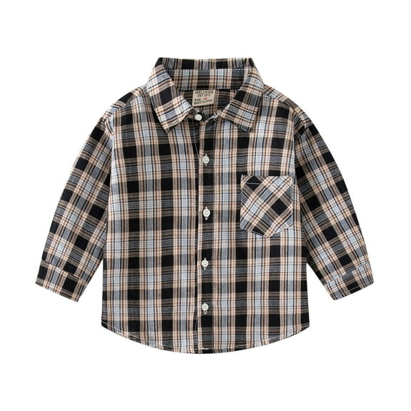 EnJoCho Child Casual Dress Tops 1 to 6 Years Toddler Boys Fashion Long Sleeve Plaid Shirt Tops Coat Outwear
