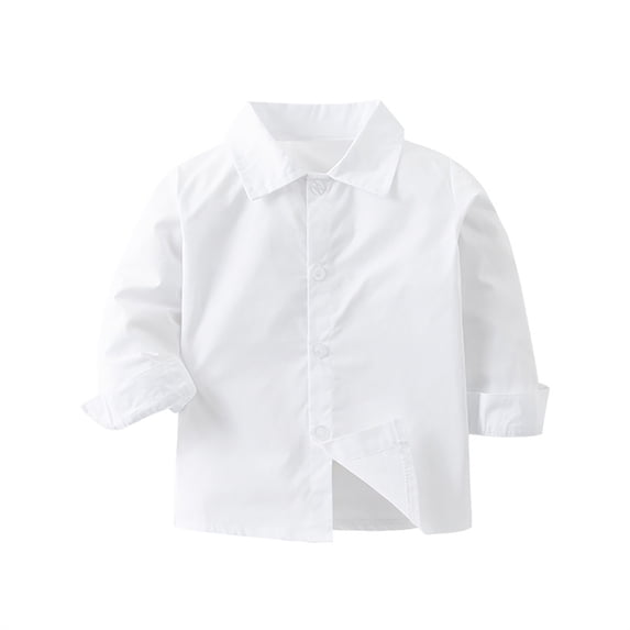 EnJoCho Child Evening Tops Boys Fall Spring Solid Color Long Sleeve Gentleman's Shirt With Lapel Collar Buttons Wedding Wear Tops