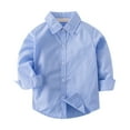 thumbnail image 1 of EnJoCho Children's Fashion Tops Boys Fall Winter Solid Color Long Sleeve Gentleman's Shirt with Lapel Collar and Buttons Wedding Wear Kids School Shirts Tops Comfort Casual Wear 12-18 Months, 1 of 3