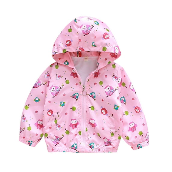 EnJoCho Child Girl Cotta Toddler Kids Baby Girls Boys Cartoon Jacket Zipper Hooded Windproof Coat Windbreaker Outwear Trendy Outfits for Kids 2-3 Years