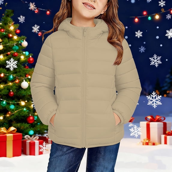 EnJoCho Children Boys Girls Lightweight Down Jackets Fall Winter Warm Coats Zip Up Hooded Quilted Puffer Outerwear Jacket