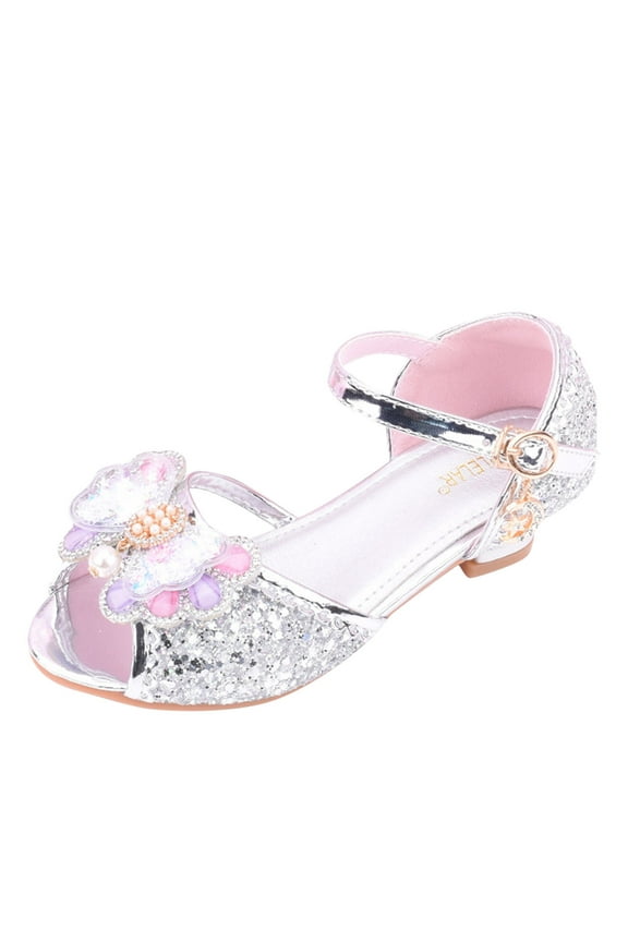 Children Dance Performance Shoes with Diamond Shiny Sandals Princess Shoes Bow High Heels Show Princess Shoes Girl Kids Summer Stylish Sandals Blue