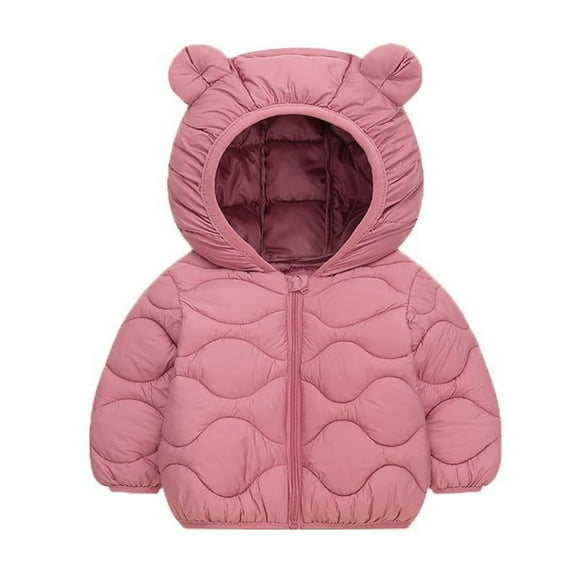EnJoCho Children Girls Cotton Padded Jacket Autumn Winter Warm Light Cute Solid Color Outerwear Coat Parka Windbreaker