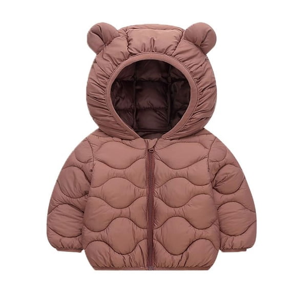 EnJoCho Children Girls Cotton Padded Jacket Autumn Winter Warm Light Cute Solid Color Outerwear Coat Parka Windbreaker