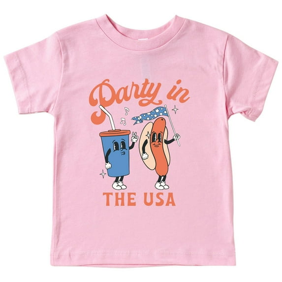 EnJoCho Children Summer Spring Tops Kids Independence Day T Shirt Humorous Hot Dog Drink Print T Shirt For Children 3 To 13 Years