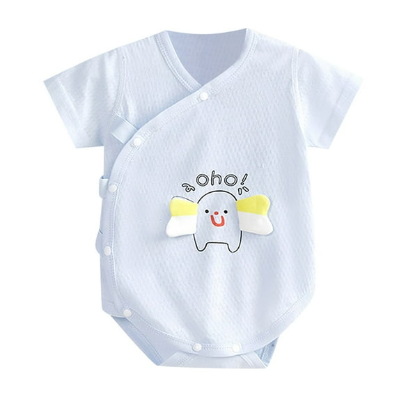 EnJoCho Children's Cotton Tees Summer Toddler Cartoon Pattern Solid Color Breathable Casual Home Suitable for 1 to 12 Months Trendy Clothing Casual Wear