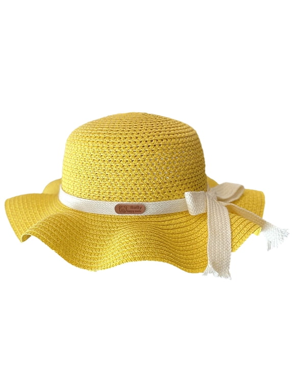 Children's Girls Hat Summer Bow Sun Hat Straw Hat Braided Hat Beach Hat Sun Visor Fisherman's Hat Cute Casual Outdoor Caps