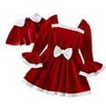 thumbnail image 1 of EnJoCho Children's Party Outfit Toddler Girls Flare Sleeve Christmas Bowknot Princess Dress Robe Cloak Set Party Xmas Clothing Set Red, 1 of 9