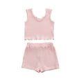 thumbnail image 1 of EnJoCho Children's Set Summer New Sleeveless Tank Top Solid Color Shorts Two Piece Set Party Birthday School Children Girl Trendy Clothes Spring Fall Casual Outfits, 1 of 6