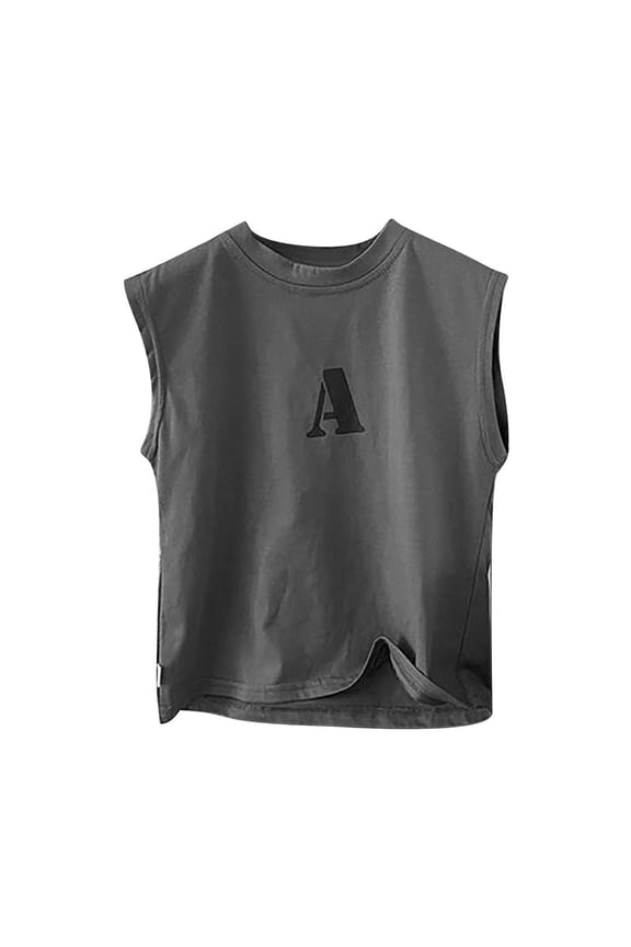Children's Summer Fashion Tank Tops Toddler Kids Baby Boys and Girls Loose Casual Letter Sleeveless T Shirt Top Cool Child Boy Girl Trendy Tops For Summer Spring 4-5 Years