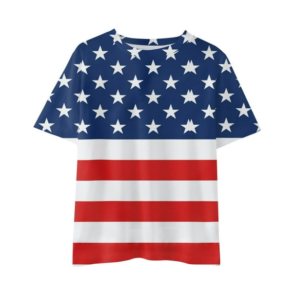 EnJoCho Children's Summer Tops Kid Toddler Shirts 4th Of July 3D Graphic Printed Tees Boys Girls Novelty Fashion Short Sleeve T Shirts Unisex Casual Tops