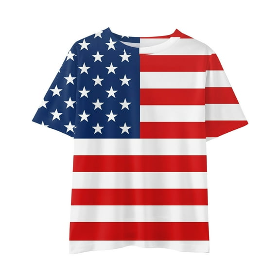 EnJoCho Children's Summer Tops Kid Toddler Shirts 4th Of July 3D Graphic Printed Tees Boys Girls Novelty Fashion Short Sleeve T Shirts Unisex Casual Tops