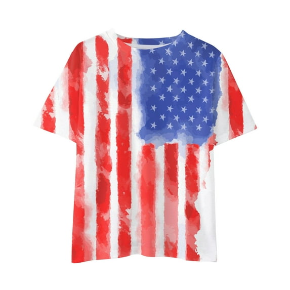 EnJoCho Children's Summer Tops Kid Toddler Shirts 4th Of July 3D Graphic Printed Tees Boys Girls Novelty Fashion Short Sleeve T Shirts Unisex Casual Tops