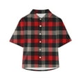 thumbnail image 1 of EnJoCho Children's Trendy Shirts Western Toddler Baby Boy Clothes Plaid Letters Print Shirts Short Sleeve Button Down Lapel Neck Tops Summer T Shirt 13-14 Years, 1 of 4