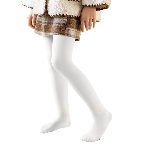 EnJoCho Childrens Pantyhose Autumn Winter Thickened Girls Leggings Baby Dance Socks White Warm Thermal Tights Cozy Comfortable Full Length Soft Stretchy Casual Everyday