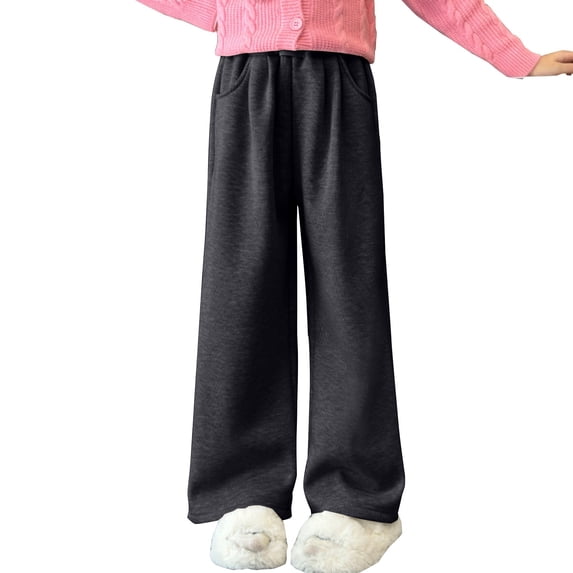 EnJoCho Childrens Straight Wide Leg Pants Girls Older Junior High School Students Casual Sweatpants Trousers Elastic Waist Comfort Trendy Everyday