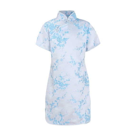 EnJoCho Chinese Traditional Cheongsam Dress for Girls Short Sleeve Embroidery 𝖫unar New Year Outfit Spring Festival Clothing