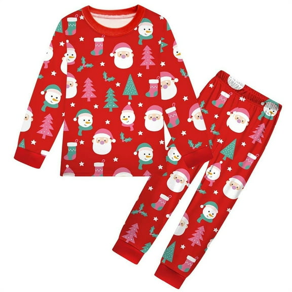 EnJoCho Christmas 2-Piece Pajama Set for Toddler Girls - Soft & Stret𝖼hy Long Sleeve Top & Pants, Cozy Sleepwear Size 3-8 Years, Festive Holiday Jammies
