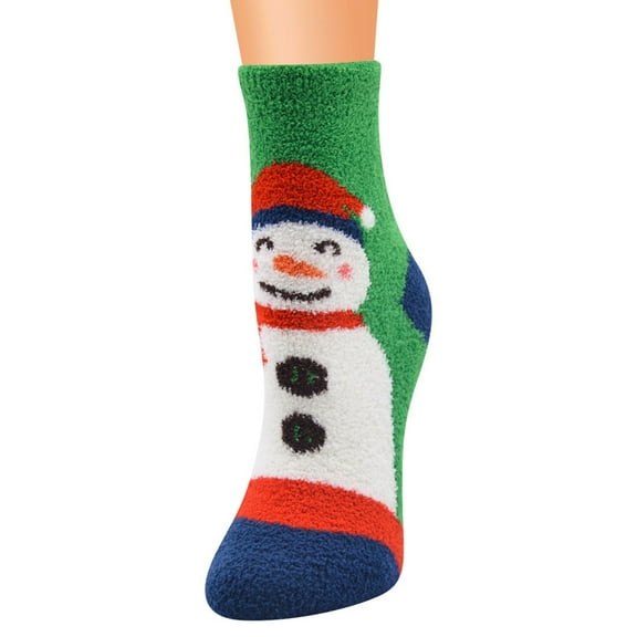 EnJoCho Christmas Women's Cartoon Floor Socks Thicken Warm Non-slip Sleeping Socks Slippers Socks Coral Fleece Sleep Socks For Ladies With Thick Material Coral Winter Sleeping Socks For Ladies