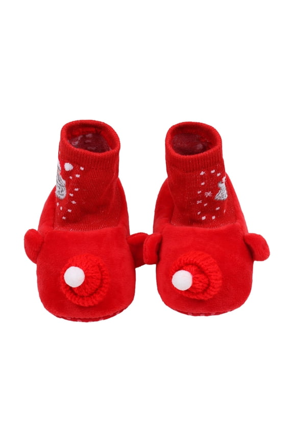 Clearance Cartoon Christmas Booties for Toddler Boys Girls Soft Baby Unisex Christmas Tree Santa Winter Warm Slippers Snow Boots Crib Shoes Cute Christmas Gifts