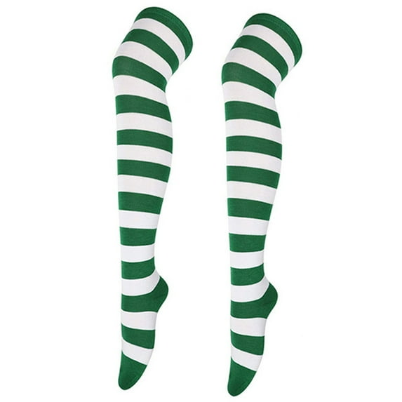 EnJoCho Clearance Christmas Compression Socks 1 Pair Christmas High Long Stockings for Womens Over Knee Socks Christmas Party Socks Knee High Long Striped Stocking Socks Xmas Themed Charming Socks