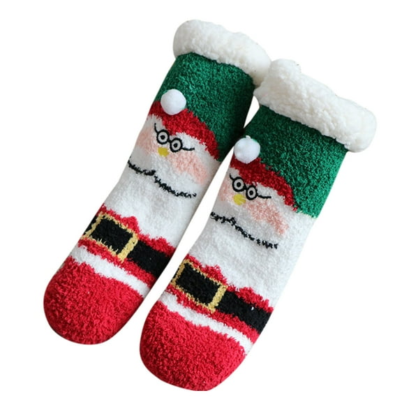 EnJoCho Clearance Christmas Socks Baby Boy Girl Christmas Santa Deer Ankle Crew Socks with Grips Toddler Kids Unisex Lined Warm Thick Cotton Xmas Socks Gifts