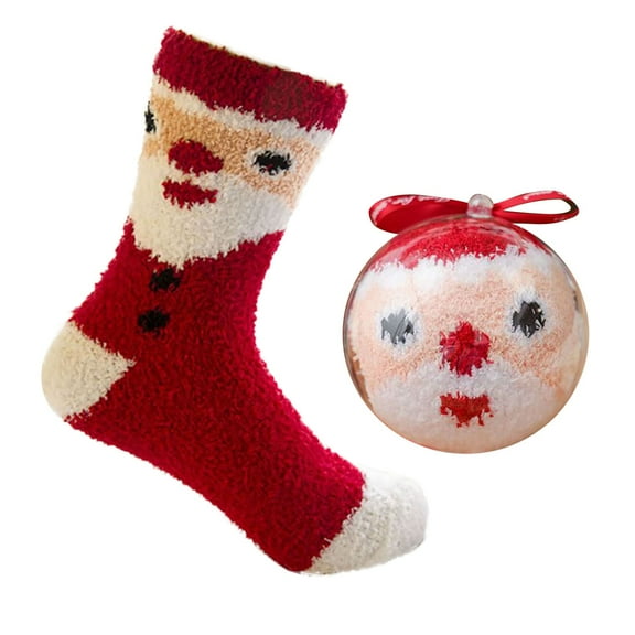 EnJoCho Clearance Christmas Socks Birthday Socks with Velvet and Thickened Coral Velvet Acrylic Christmas Socks for Men and Women Adult Xmas Winter Themed Charming Socks Heated Socks Bulk Cute&Fun