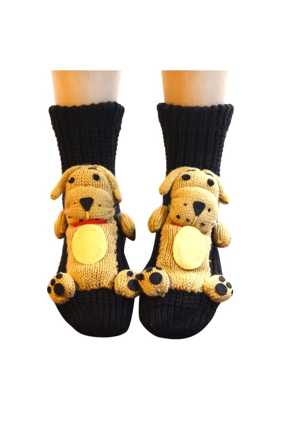 Clearance Christmas Socks Cartoon Floor Handmade Woolen Knitting Fashion Cartoon Animal Christmas Gifts Adult Xmas Winter Themed Charming Socks Heated Socks Bulk Cute&Fun