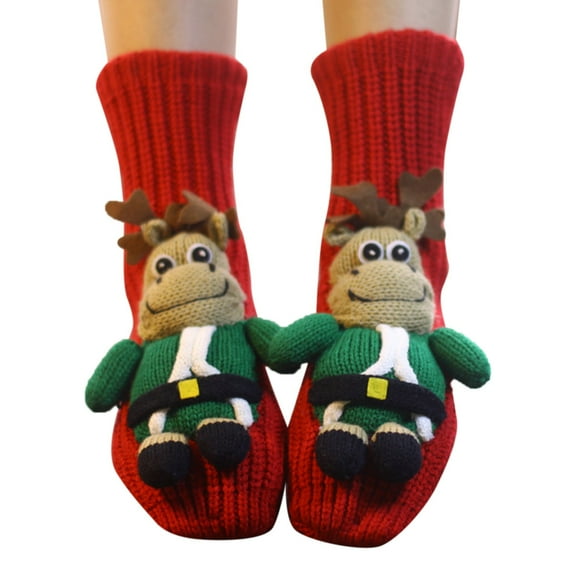 EnJoCho Clearance Christmas Socks Cartoon Floor Handmade Woolen Knitting Fashion Cartoon Animal Christmas Gifts Adult Xmas Winter Themed Charming Socks Heated Socks Bulk Cute&Fun