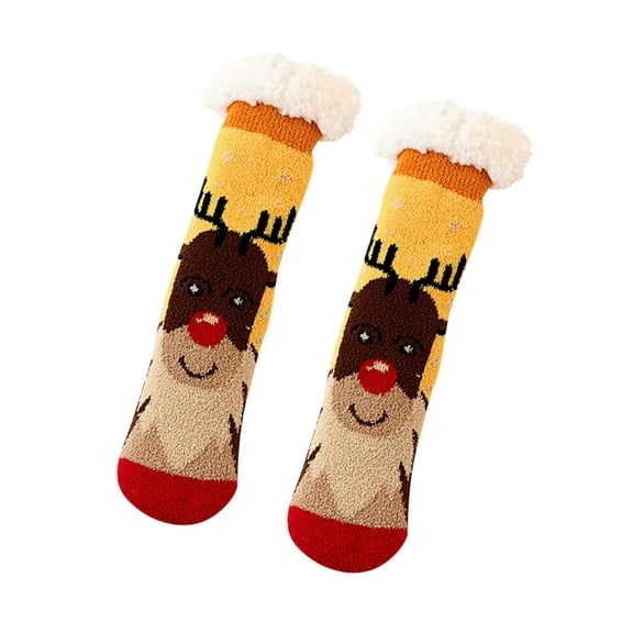 EnJoCho Clearance Christmas Socks Slipper Socks Home Floor Socks Winter Warm Fuzzy Lined Socks Super Soft Socks Unisex Adult Xmas Themed Charming Socks Heated Socks